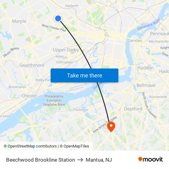 Beechwood Brookline Station to Mantua, NJ map