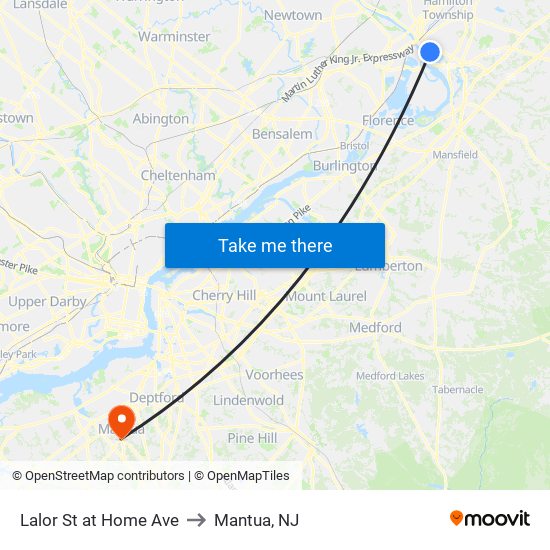 Lalor St at Home Ave to Mantua, NJ map