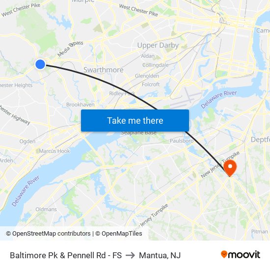 Baltimore Pk & Pennell Rd - FS to Mantua, NJ map