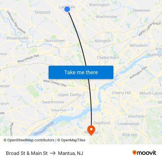 Broad St & Main St to Mantua, NJ map