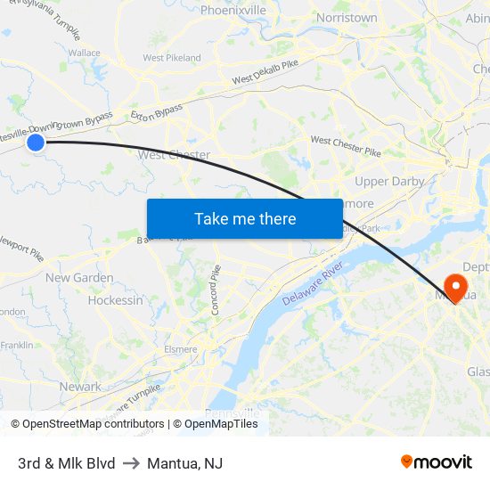 3rd & Mlk Blvd to Mantua, NJ map