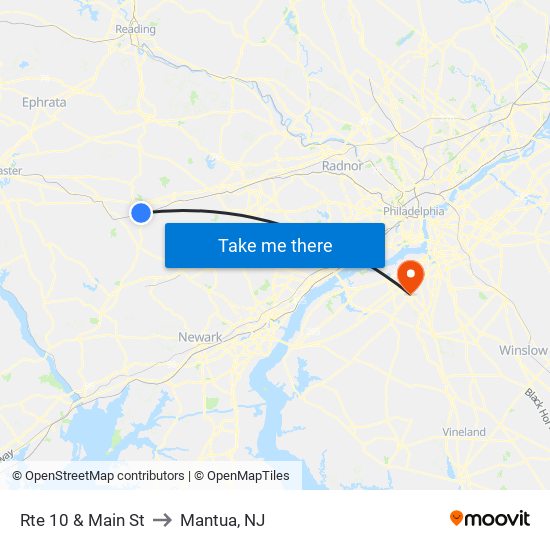 Rte 10 & Main St to Mantua, NJ map