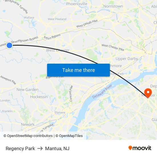 Regency Park to Mantua, NJ map