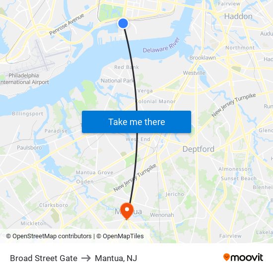 Broad Street Gate to Mantua, NJ map