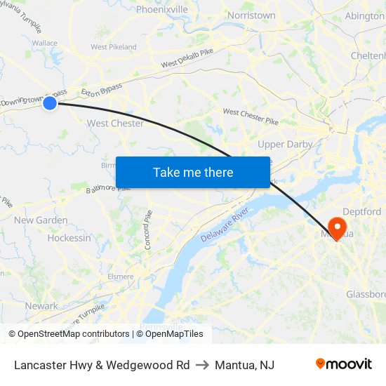 Lancaster Hwy & Wedgewood Rd to Mantua, NJ map