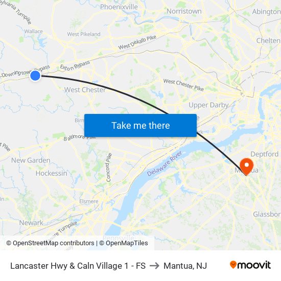 Lancaster Hwy & Caln Village 1 - FS to Mantua, NJ map