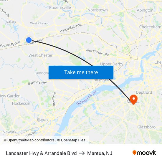 Lancaster Hwy & Arrandale Blvd to Mantua, NJ map