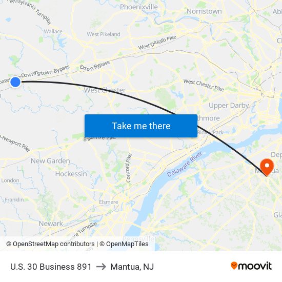 U.S. 30 Business 891 to Mantua, NJ map