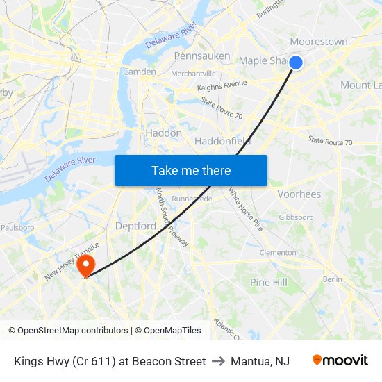 Kings Hwy (Cr 611) at Beacon Street to Mantua, NJ map