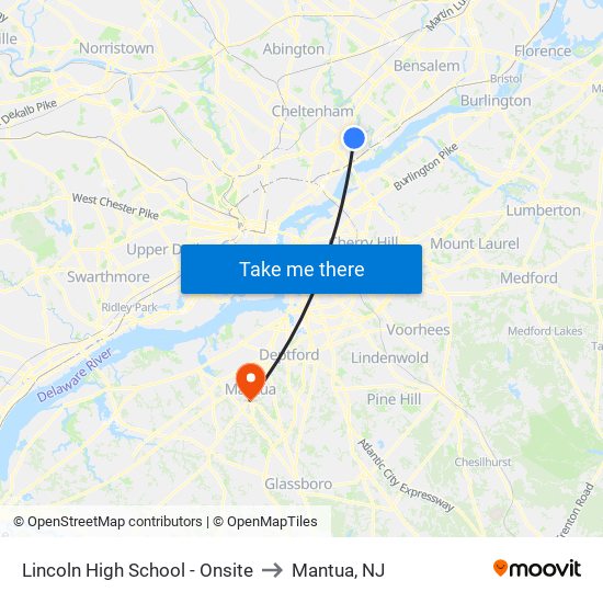 Lincoln High School - Onsite to Mantua, NJ map