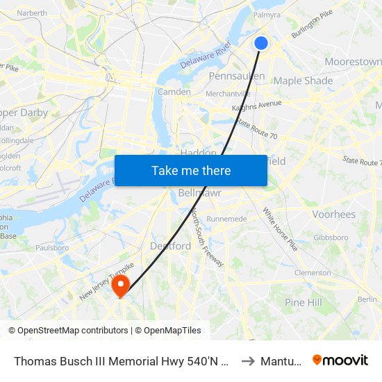Thomas Busch III Memorial Hwy 540'N Of National H# to Mantua, NJ map