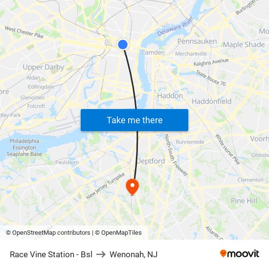 Race Vine Station - Bsl to Wenonah, NJ map