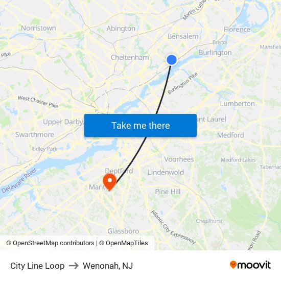 City Line Loop to Wenonah, NJ map