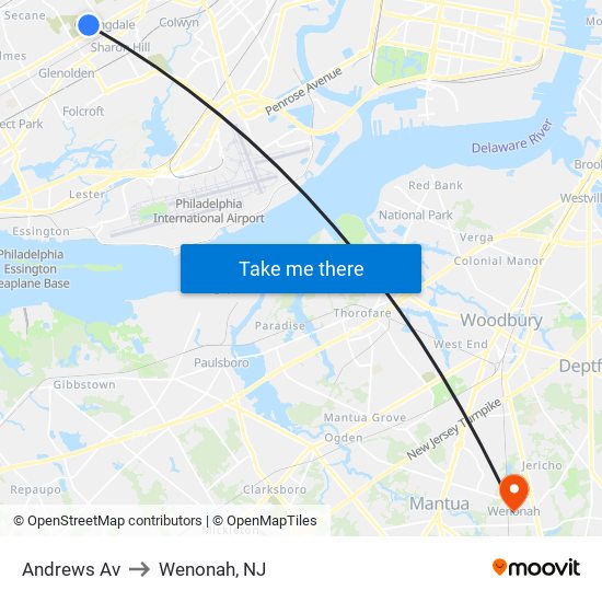 Andrews Av to Wenonah, NJ map