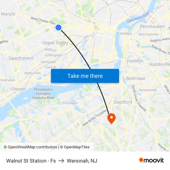 Walnut St Station - Fs to Wenonah, NJ map