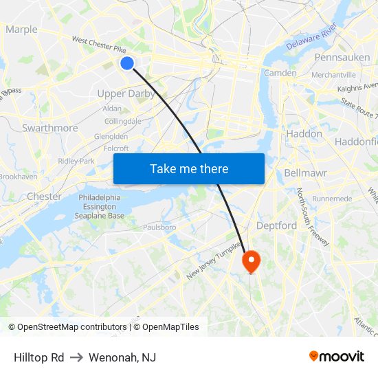 Hilltop Rd to Wenonah, NJ map