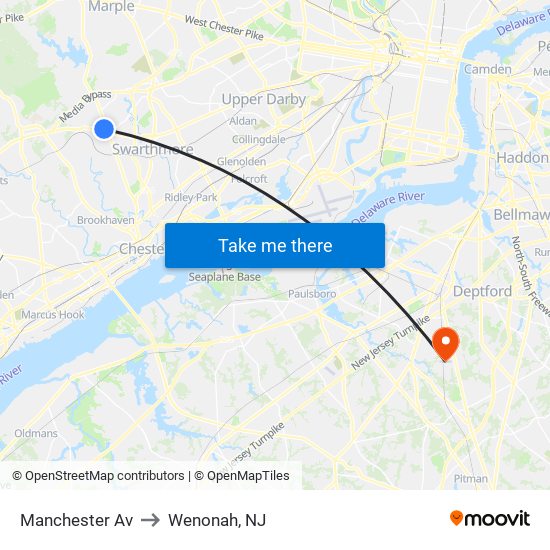 Manchester Av to Wenonah, NJ map
