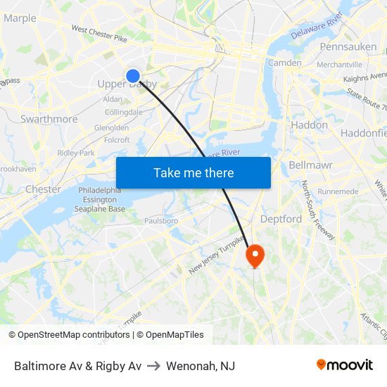 Baltimore Av & Rigby Av to Wenonah, NJ map