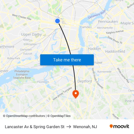 Lancaster Av & Spring Garden St to Wenonah, NJ map