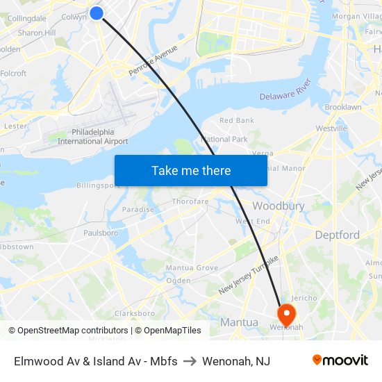 Elmwood Av & Island Av - Mbfs to Wenonah, NJ map