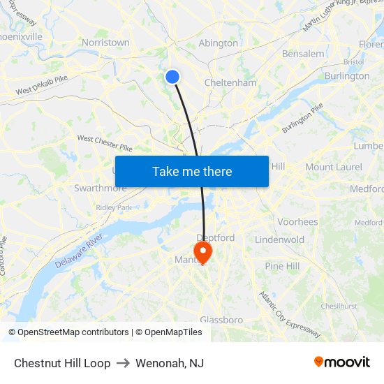 Chestnut Hill Loop to Wenonah, NJ map