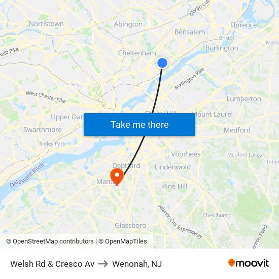 Welsh Rd & Cresco Av to Wenonah, NJ map