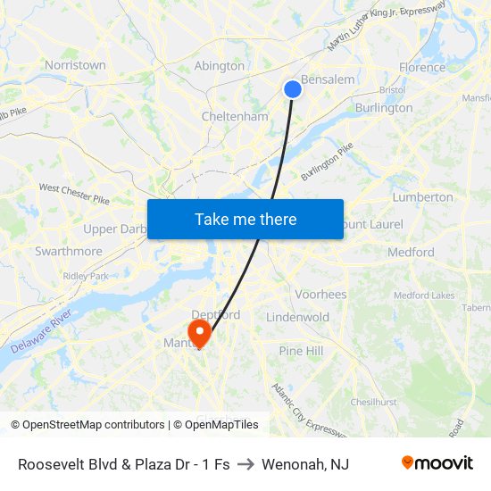 Roosevelt Blvd & Plaza Dr - 1 Fs to Wenonah, NJ map