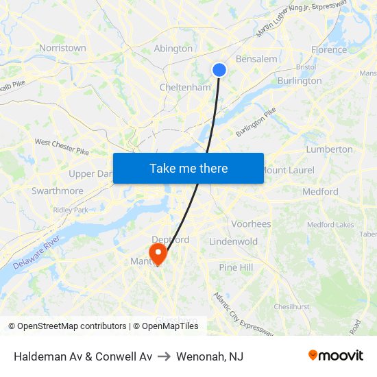 Haldeman Av & Conwell Av to Wenonah, NJ map