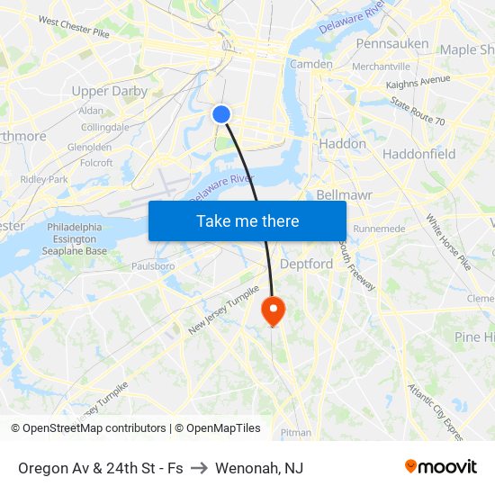 Oregon Av & 24th St - Fs to Wenonah, NJ map