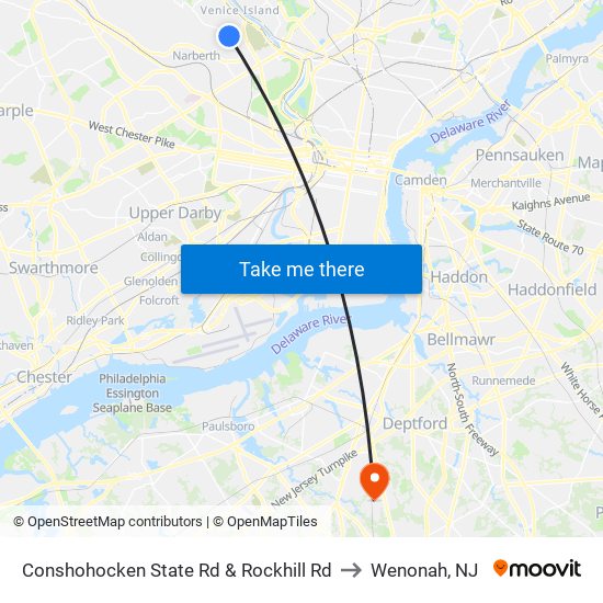 Conshohocken State Rd & Rockhill Rd to Wenonah, NJ map