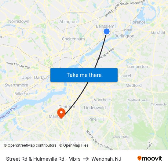 Street Rd & Hulmeville Rd - Mbfs to Wenonah, NJ map