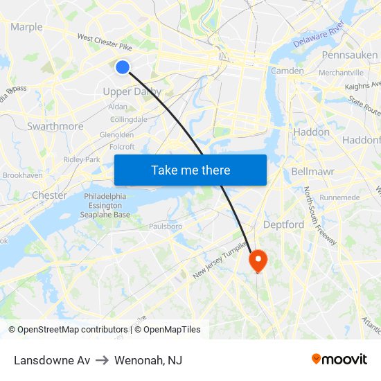 Lansdowne Av to Wenonah, NJ map