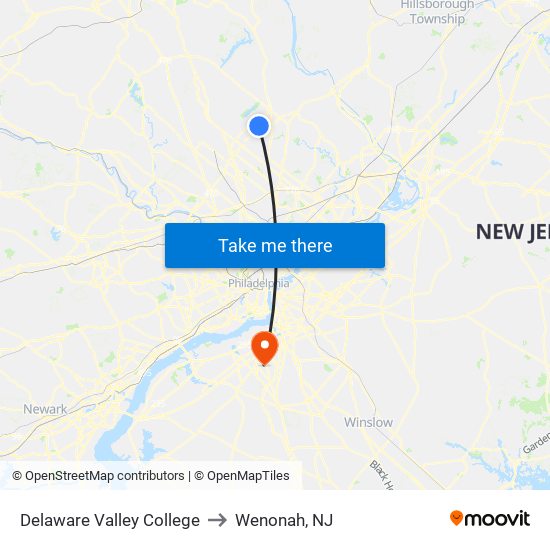 Delaware Valley College to Wenonah, NJ map