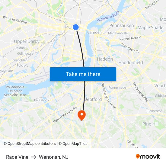 Race Vine to Wenonah, NJ map