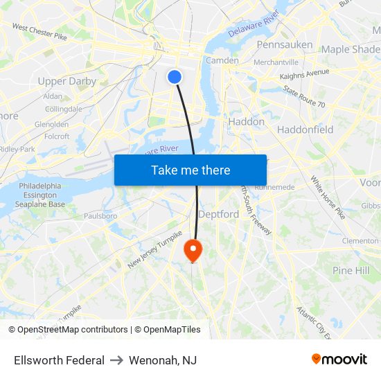 Ellsworth Federal to Wenonah, NJ map