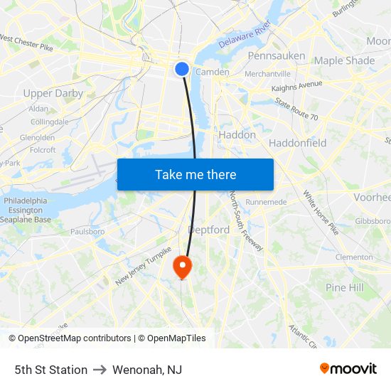 5th St Station to Wenonah, NJ map