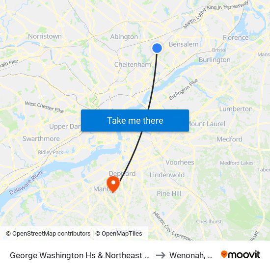 George Washington Hs & Northeast Av to Wenonah, NJ map