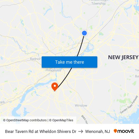 Bear Tavern Rd at Wheldon Shivers Dr to Wenonah, NJ map