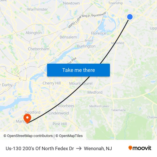 Us-130 200's Of North Fedex Dr to Wenonah, NJ map