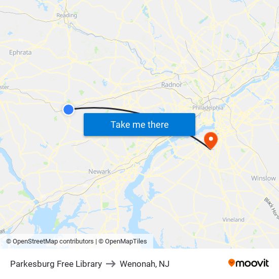 Parkesburg Free Library to Wenonah, NJ map