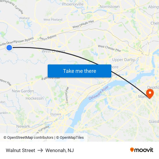 Walnut Street to Wenonah, NJ map