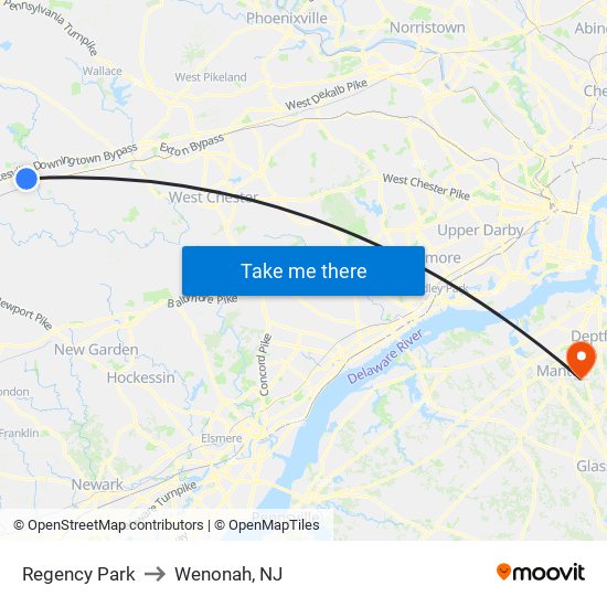 Regency Park to Wenonah, NJ map