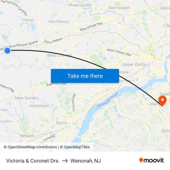 Victoria  &  Coronet Drs. to Wenonah, NJ map