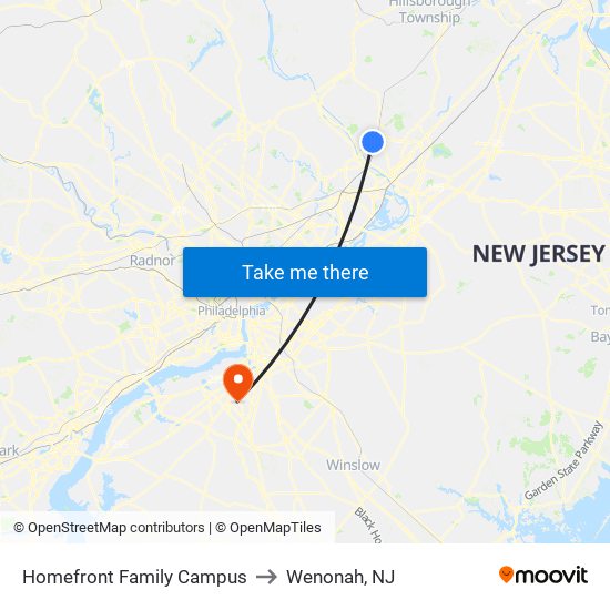 Homefront Family Campus to Wenonah, NJ map