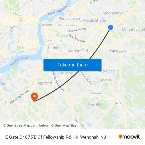 E Gate Dr 875'E Of Fellowship Rd to Wenonah, NJ map