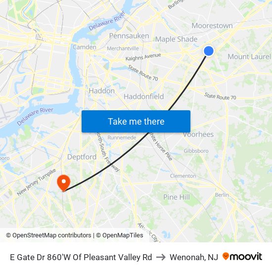 E Gate Dr 860'W Of Pleasant Valley Rd to Wenonah, NJ map