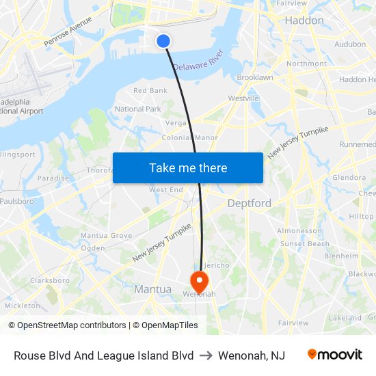Rouse Blvd And League Island Blvd to Wenonah, NJ map