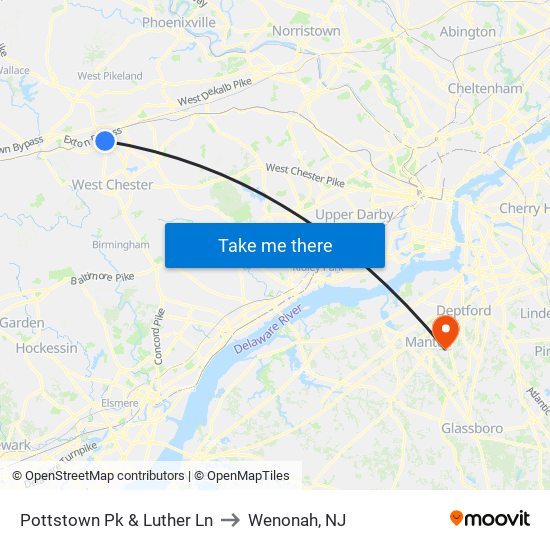 Pottstown Pk & Luther Ln to Wenonah, NJ map