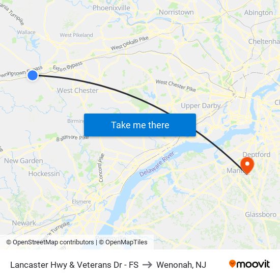Lancaster Hwy & Veterans Dr - FS to Wenonah, NJ map