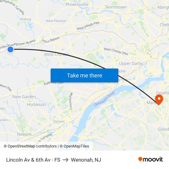 Lincoln Av & 6th Av - FS to Wenonah, NJ map